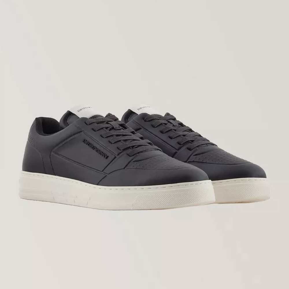 EMPORIO ARMANI Embossed Logo Leather Sneakers - UNISEX